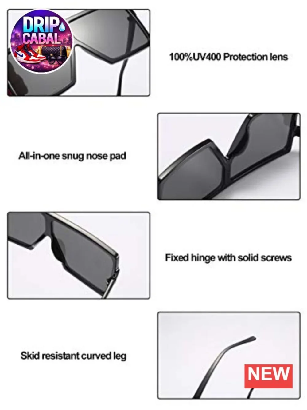 Oversized Square Sunglasses Flat Top Retro Vintage Shades